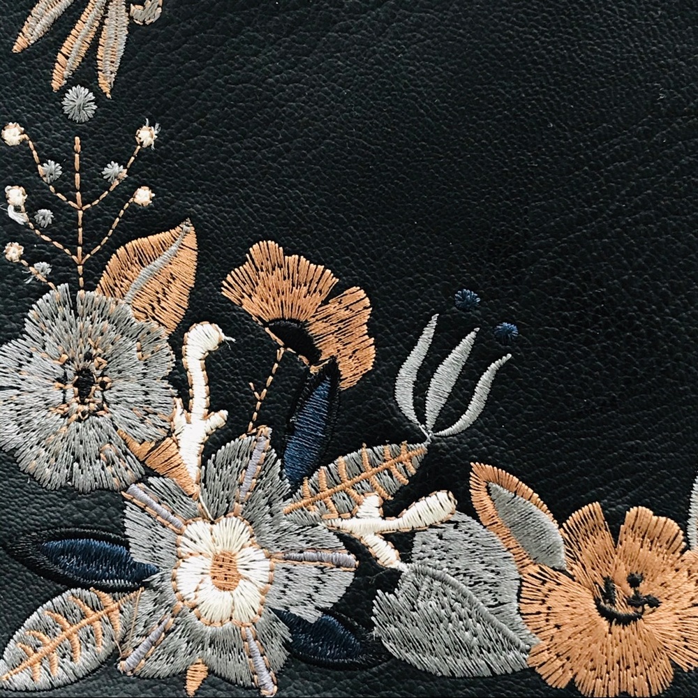 Black Floral Embroidered Over the Shoulder Bag - Picture 8 of 10
